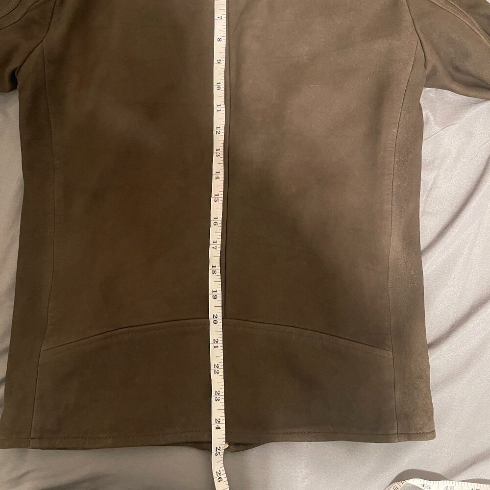 All Saints Cora Suede Leather jacket XS dark olive NWT MSRP $600 - Picture 9 of 11